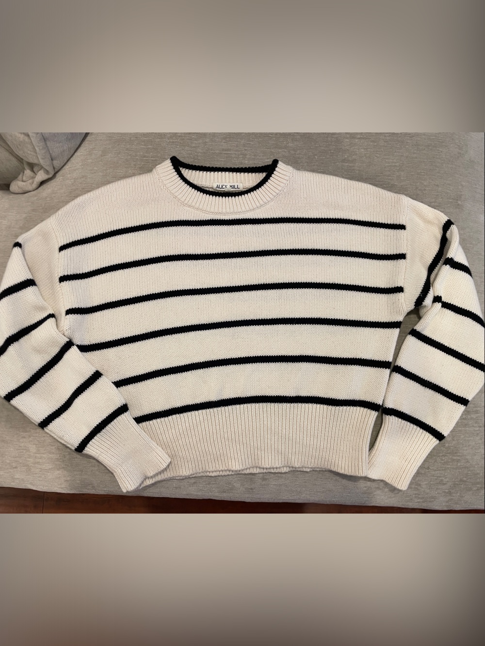 Alex Mill Cream Sweater with Black Stripes